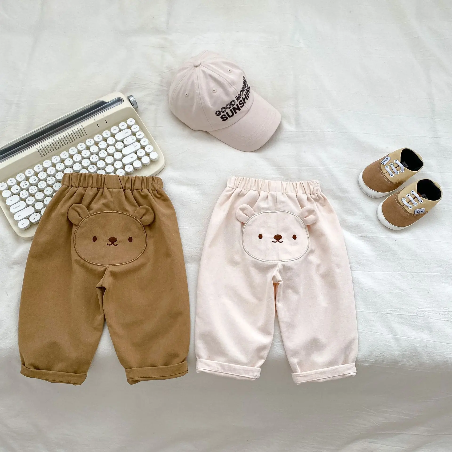 

2024 Autumn New Baby Casual Pants Toddler Boy Cute Cartoon Bear Trousers Cotton Newborn Infant Girl Harem Pants