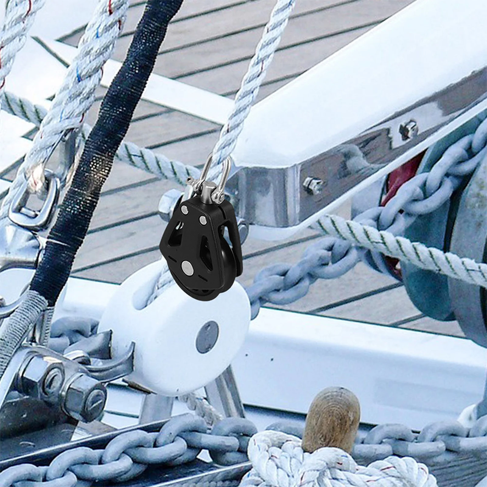 

2Pcs Double Pulley Bearing Block Nylon Stainless Steel Swivel for Marine Sailboat Boat Rope System Sailing Efficiency