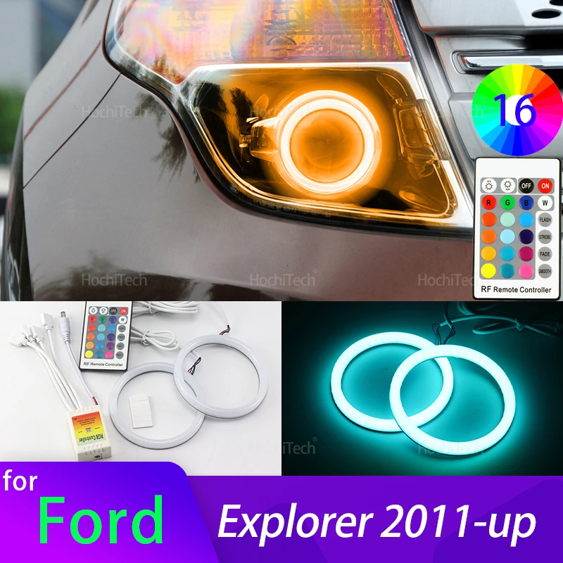 

For Ford Explorer 2011-up Car Accessories High Quality Remote Control 16-Color RGB Cotton LED Angel Eye Rings Daytime Light