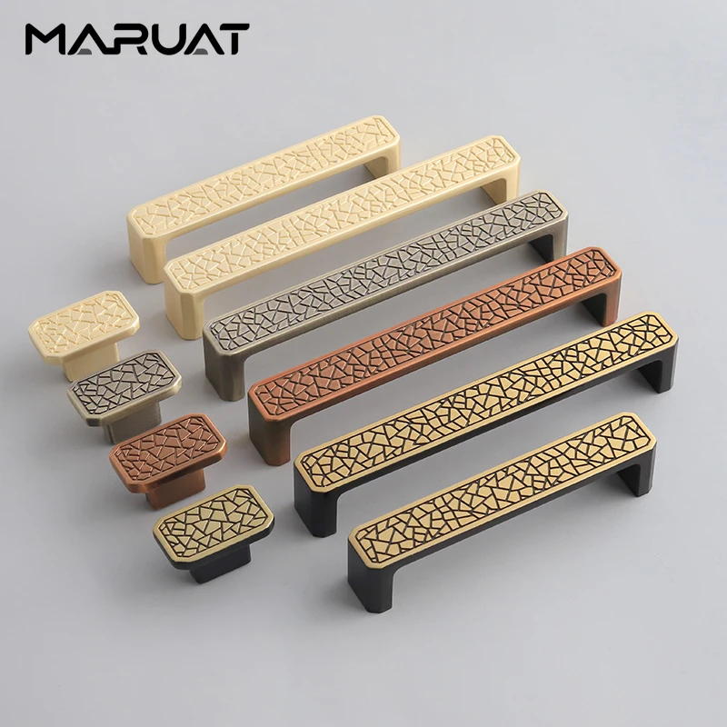 Zinc Alloy Bronze Furniture Handles Kitchen Cabinet Drawer Door Pull Handles Hole Center 96/128/192mm Kitchen  Accessories