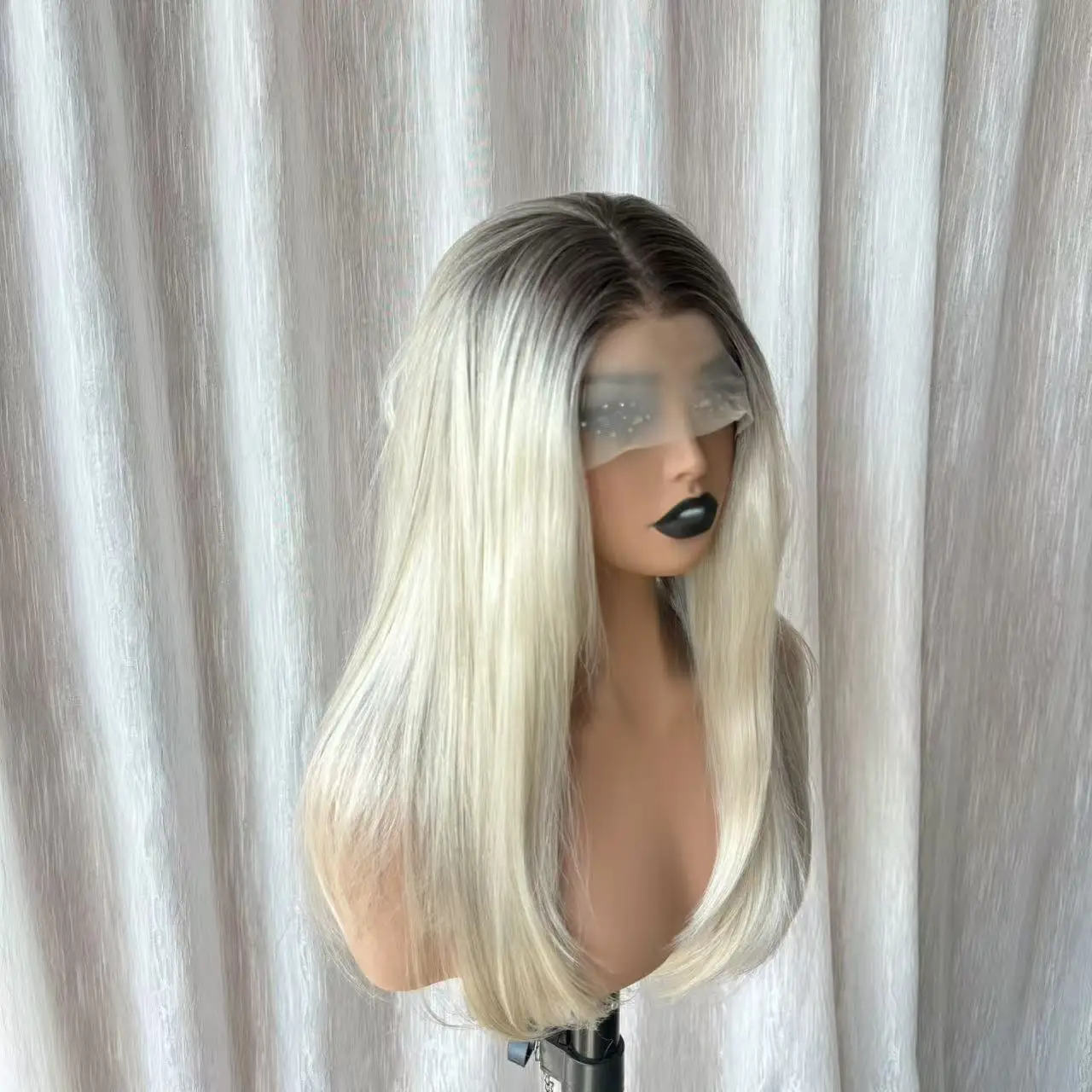 13x4 Lace Front Wig for Women Hand Tied Synthetic Platinum Blonde Long Wavy Wig Heat Resistant Pre Plucked Natural Hairline Dail