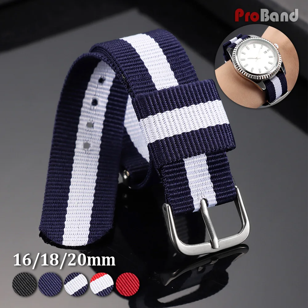 

Men's Army Sports Breathable Nylon Watch Band 16/18/20mm Braided Nylon Watch Strap for Seiko Fabric Bracelet Wristbelt for Omega