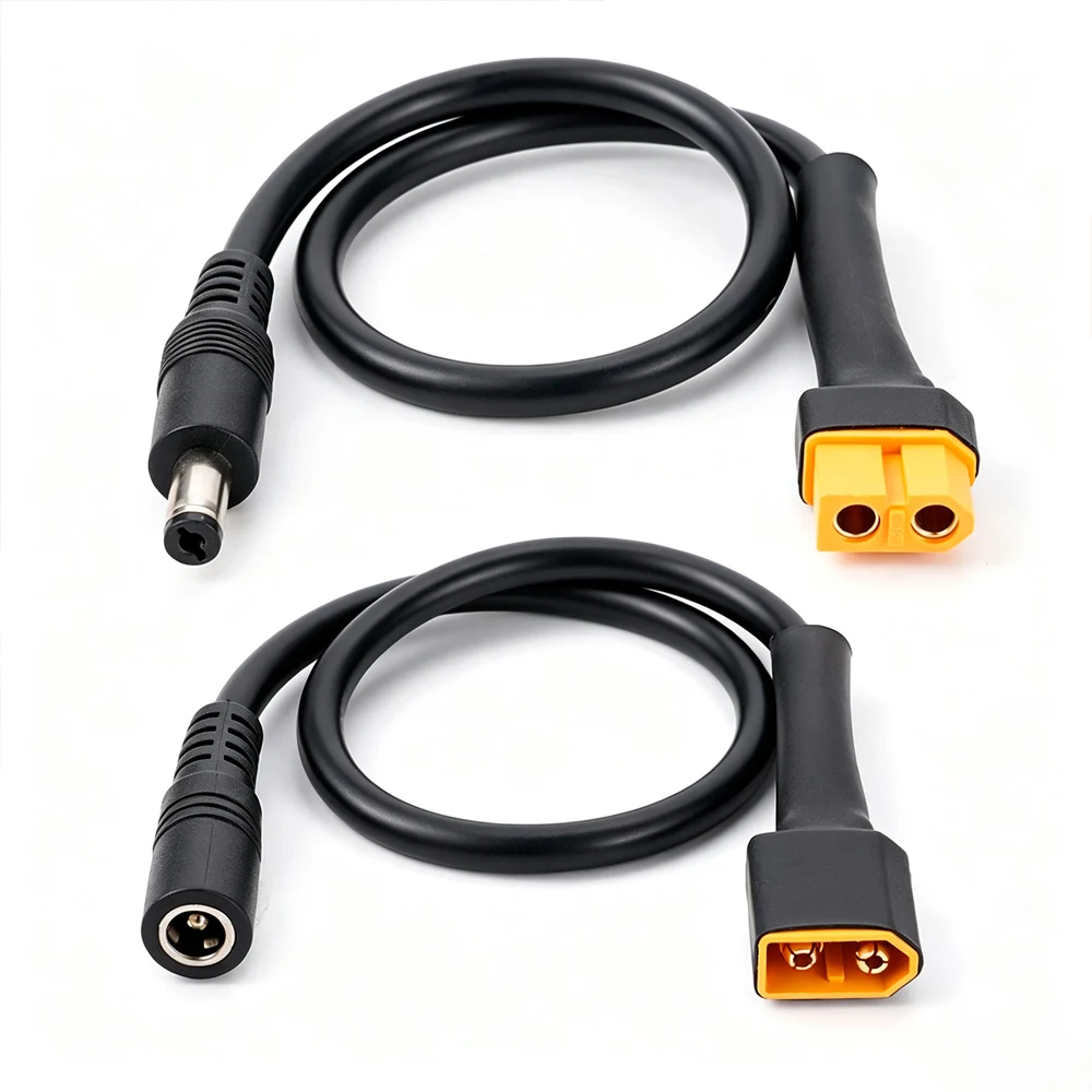 Linha de conexão solar xt60 conector macho/fêmea para dc5521 18awg adaptador de cabo de alimentação para cabos adaptadores de carregamento de bateria de carro