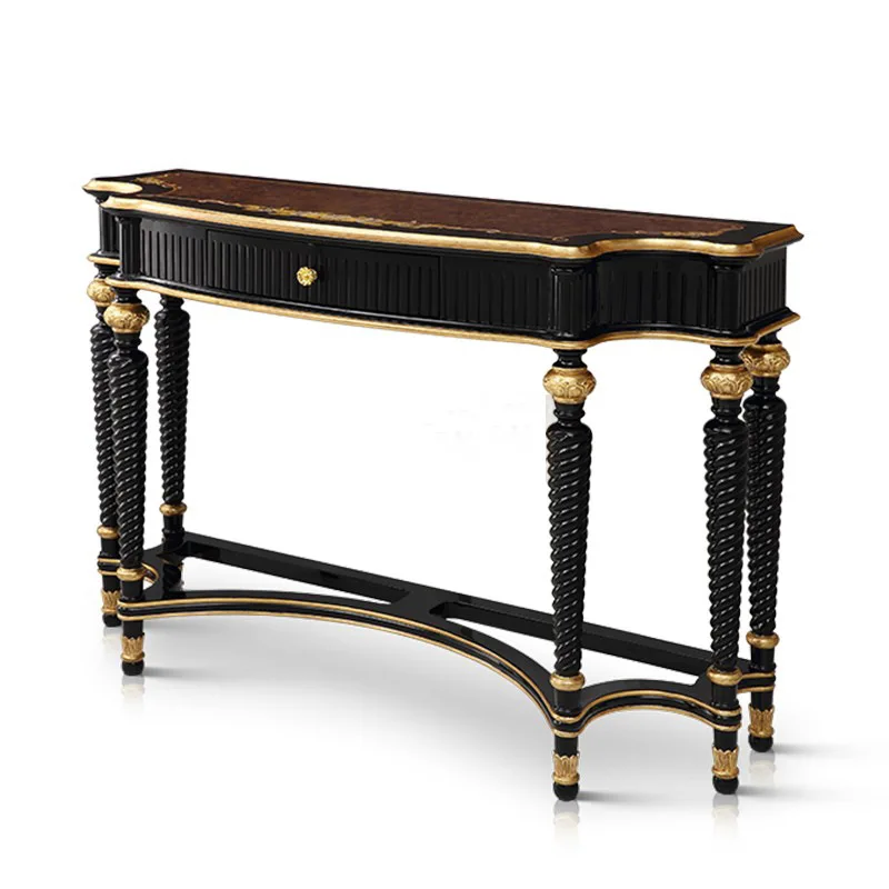 

French porch table semi-round inlaid shell foyer end view table entry French table European porch cabinet furniture