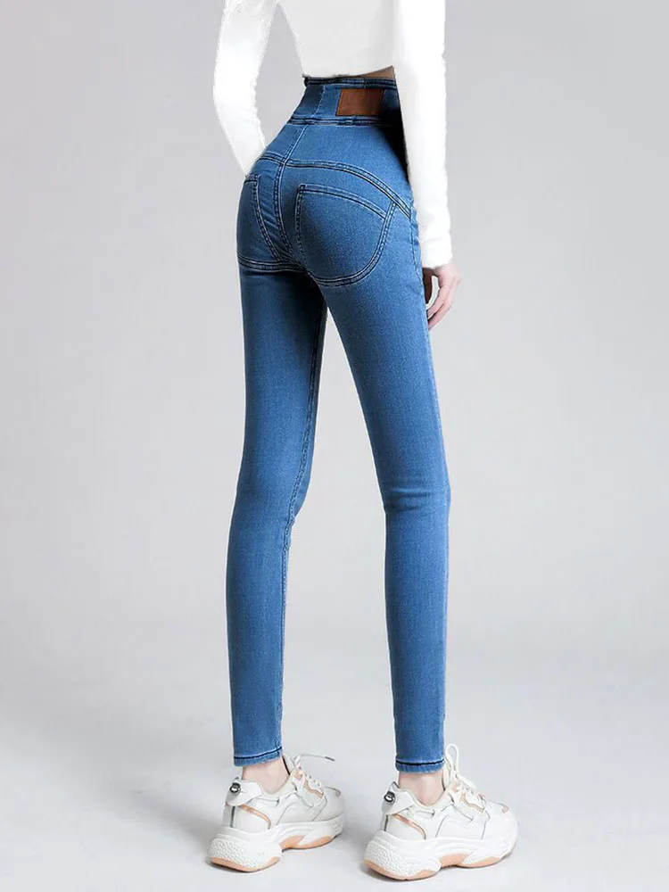 Jean crayon skinny taille haute pour femme, pantalon en denim mince, longueur de rinçage, streetwear décontracté, mode coréenne, printemps