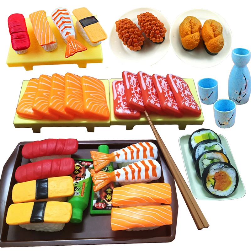 Simulation de Barbecue pour enfants, nourriture japonaise, jeu de Simulation, Sushi, thon, crevettes, Wasabi, Sashimi, ensemble de jouets pour filles et garçons