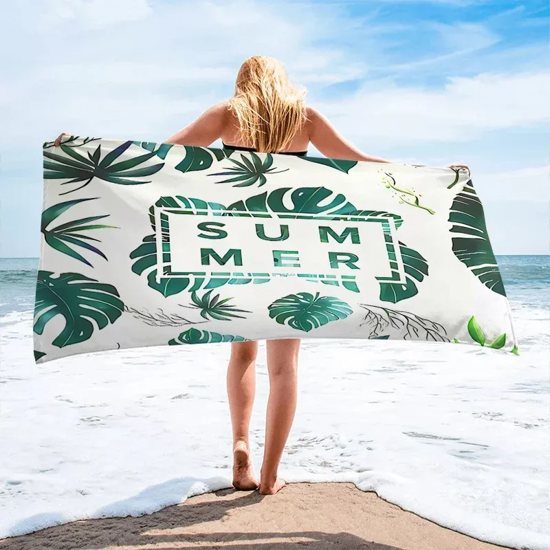 Oversized Starfish Beach Towel Thick Sand Free Microfiber Quick-Dry Super Absorbent Tropical Leaf Tree Sunset Swim Sport Towels