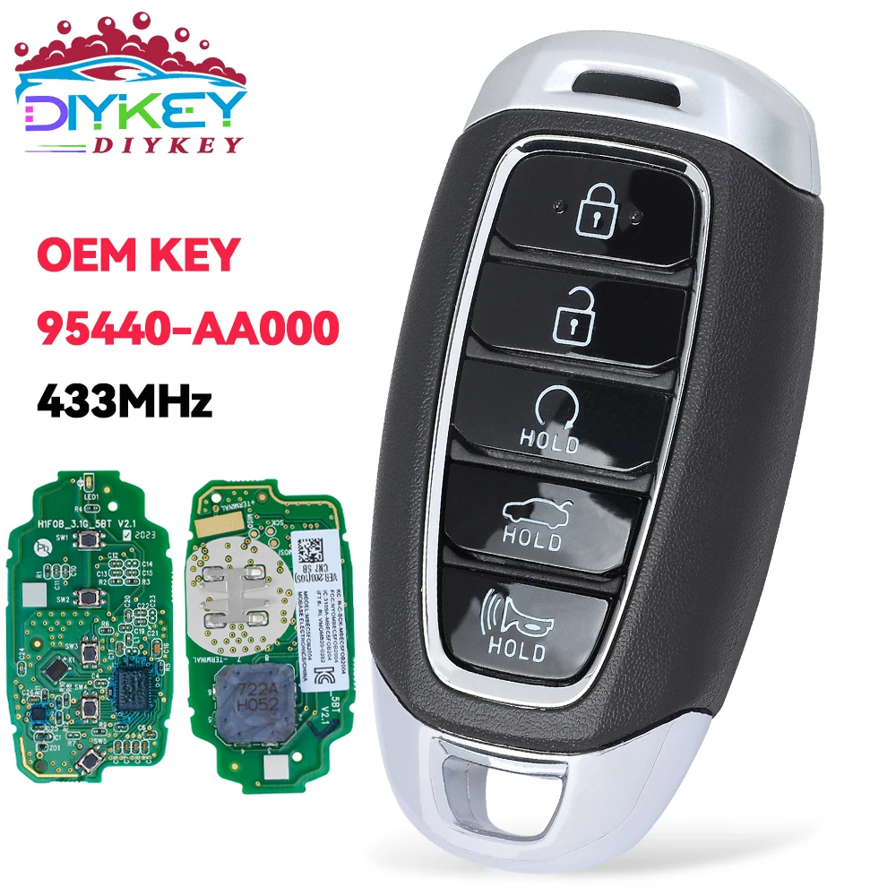 

DIYKEY OEM 5 Buttons P/N: 95440-AA000 For Hyundai Elantra 2021 2022 NYOMBEC5FOB2004 Original Smart Remote 433MHz 6A Chip Key Fob