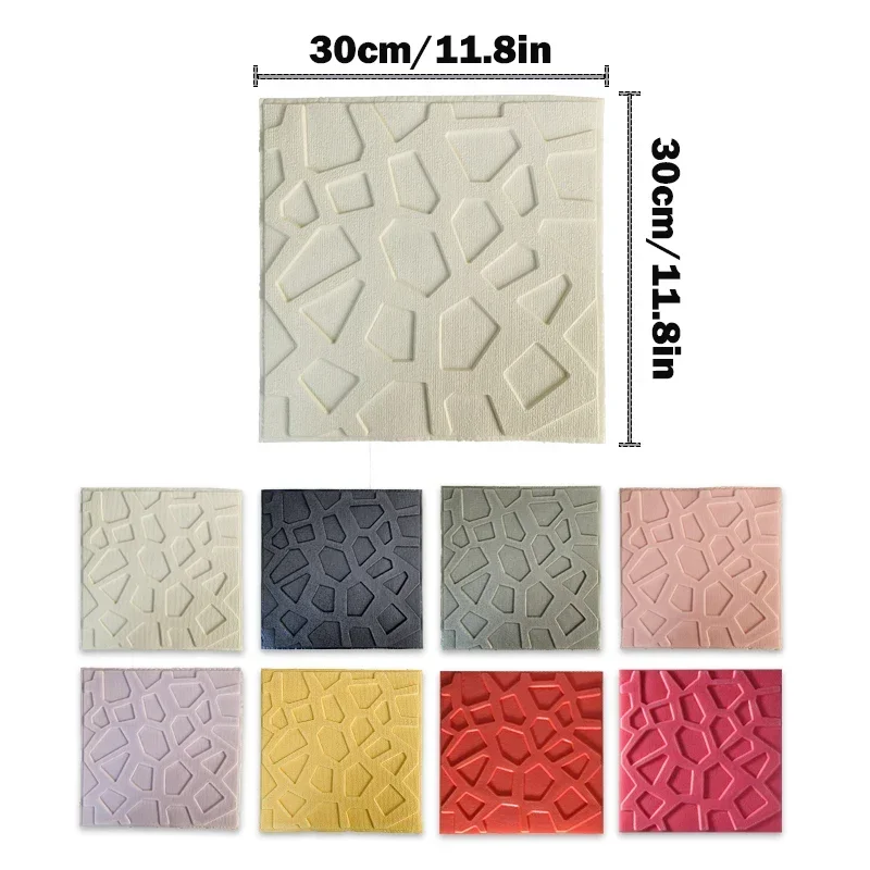 12pcs Self-Adhesive Solid Color Decorative Wallpaper Foam 3D Wall Stickers for Living Room Bedroom Bathroom Home Decor Wallpaper