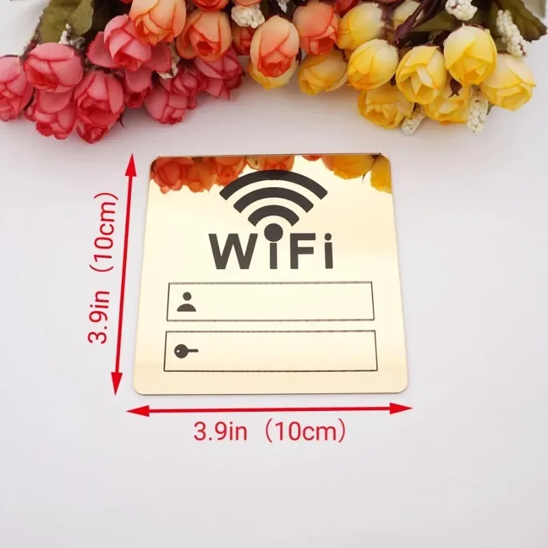 10cm WIFI Sign 3D Acrylic Mirror Wall Stickers Rewritable Account And Password For Public  Signage