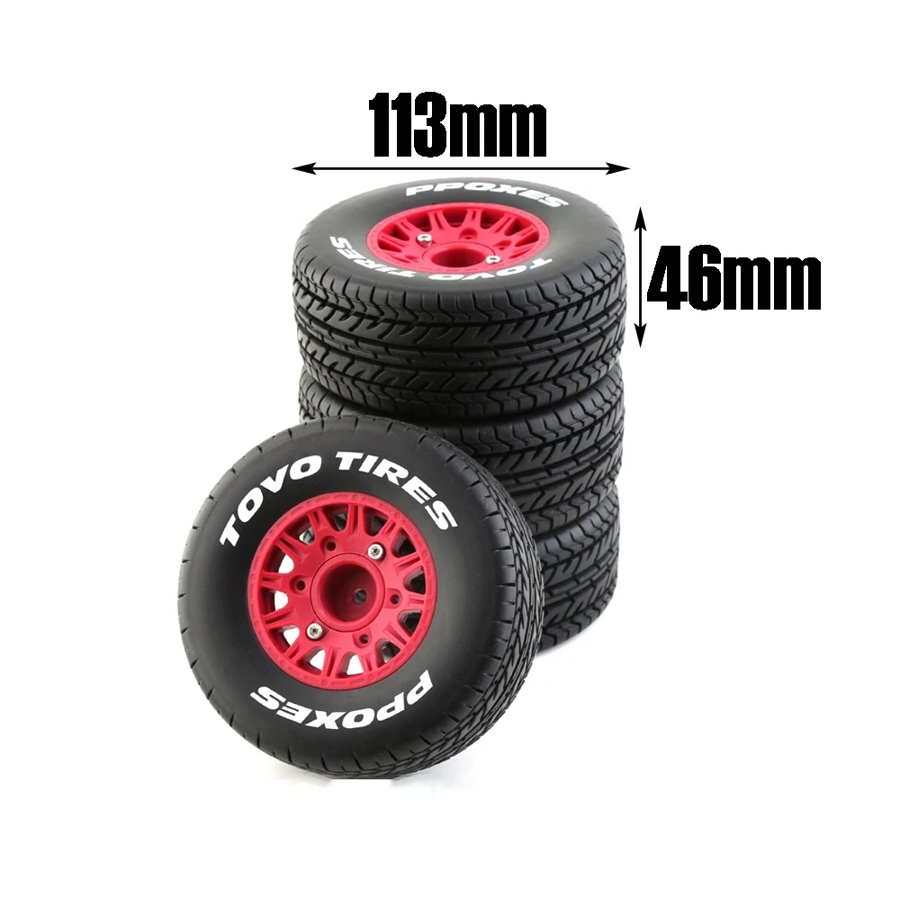 4Pcs 113mm 1/8 1/10 Short Course Truck Tire with 12mm 14mm 17mm Wheel Hex for TRAXXAS Slash ARRMA SENTON Vkar SCTX10 HPI RC Car