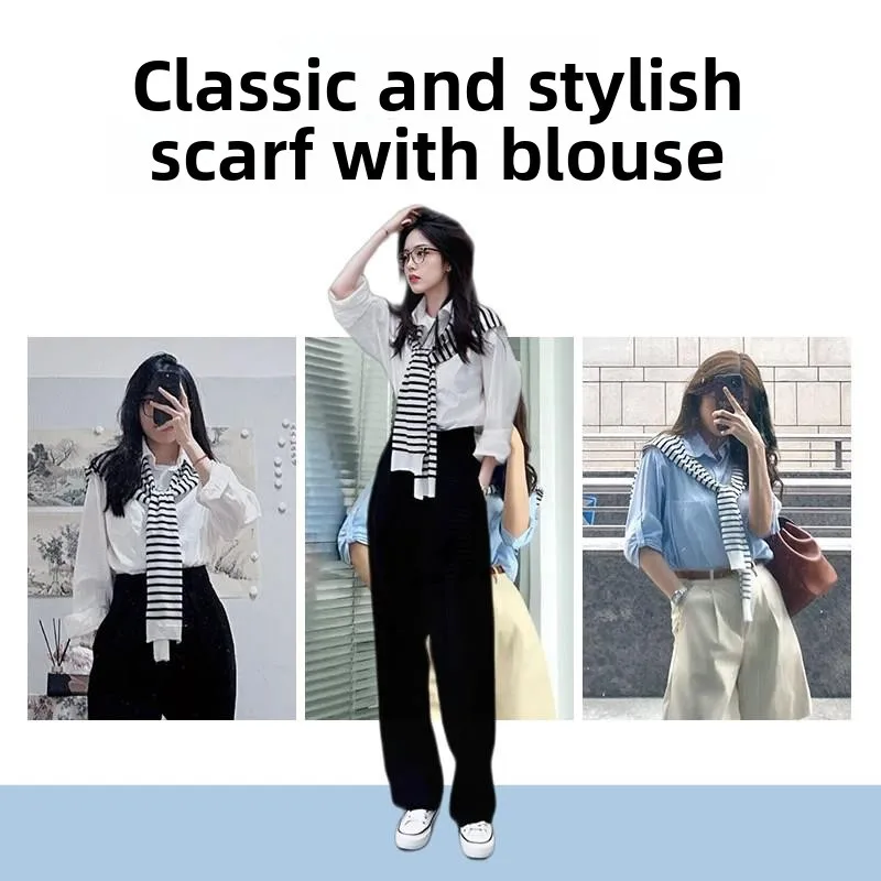 High-End Spring Autumn Knitted Shoulder Shawl Lightweight Air Conditioned Room Outerwear Beige Versatile Fashionable Neck Warmer