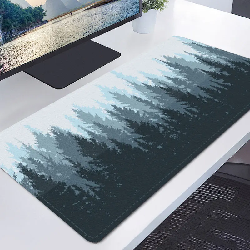 Felt Desk Mat And Coaster Set Oversized Mouse Pad (900×400MM) with Sewn-Edges Non-Slip Rubber Base and Keyboard Game Mat