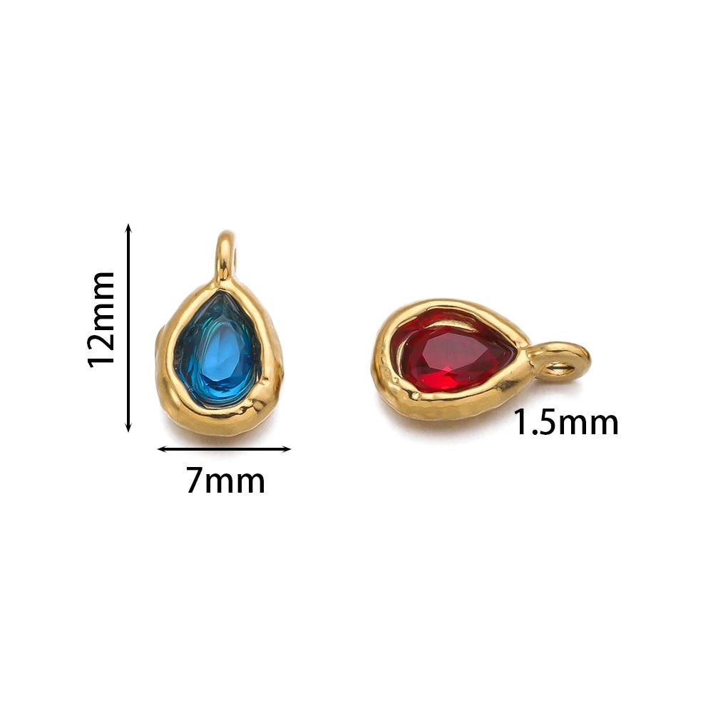 2 Stuks Rvs Teardrop Charms Ingelegde Hangers Met Kristallen Vergulde Diy Armband Oorbellen Sieraden Maken Accessoires