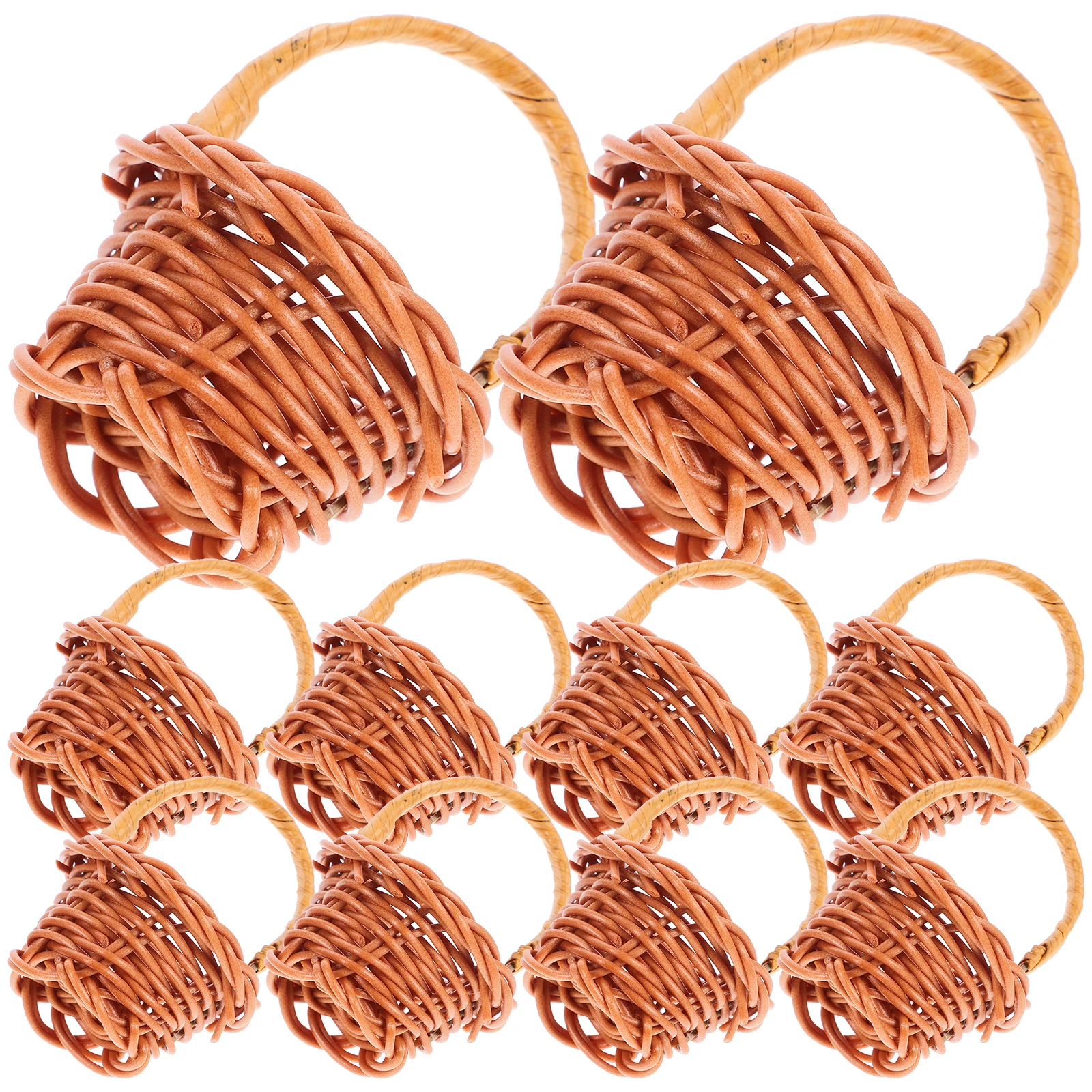

10pcs Rattan Baskets Flower Basket Miniature Flower Basket with Handle for Home Decor Photo Props Storage Small Items