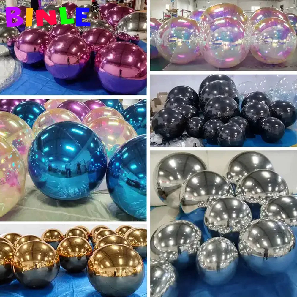 

4ft/6ft Multi-Colored Giant Shinny Inflatable Mirror Ball Durable PVC Floating Mirror Sphere Disco Balloon For Party Decoration