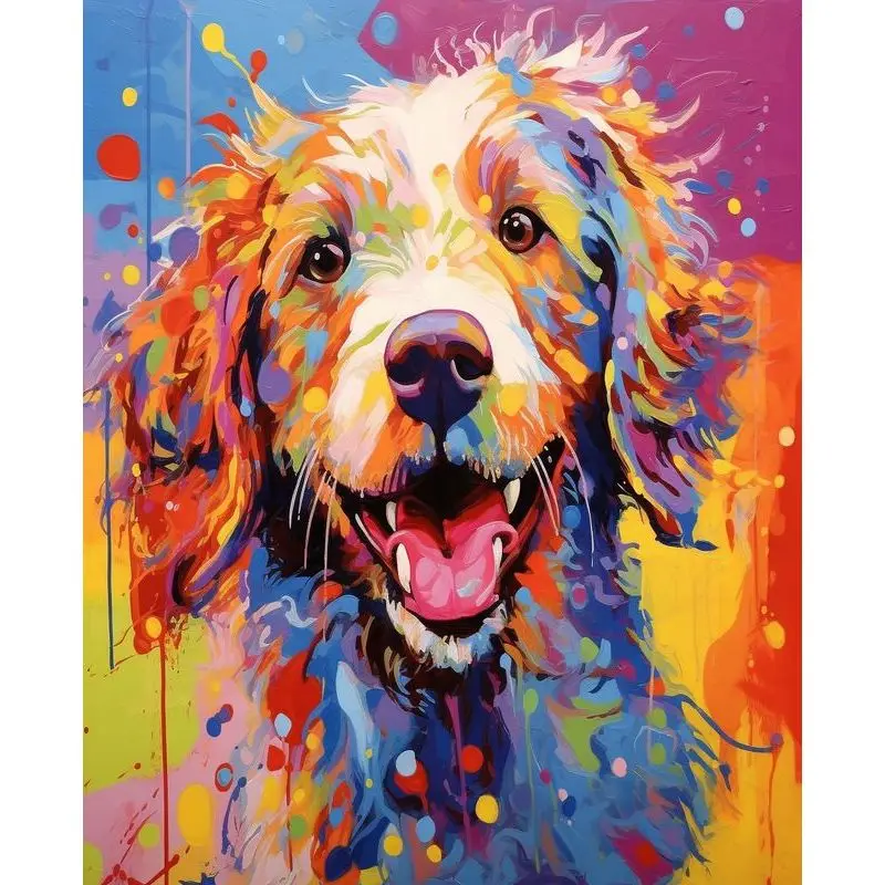 

GATYZTORY DIY Painting By Numbers Kit Animal Colorful Dog Canvas Painting Wall Art Picture Coloring By Numbers Paint For Paintin