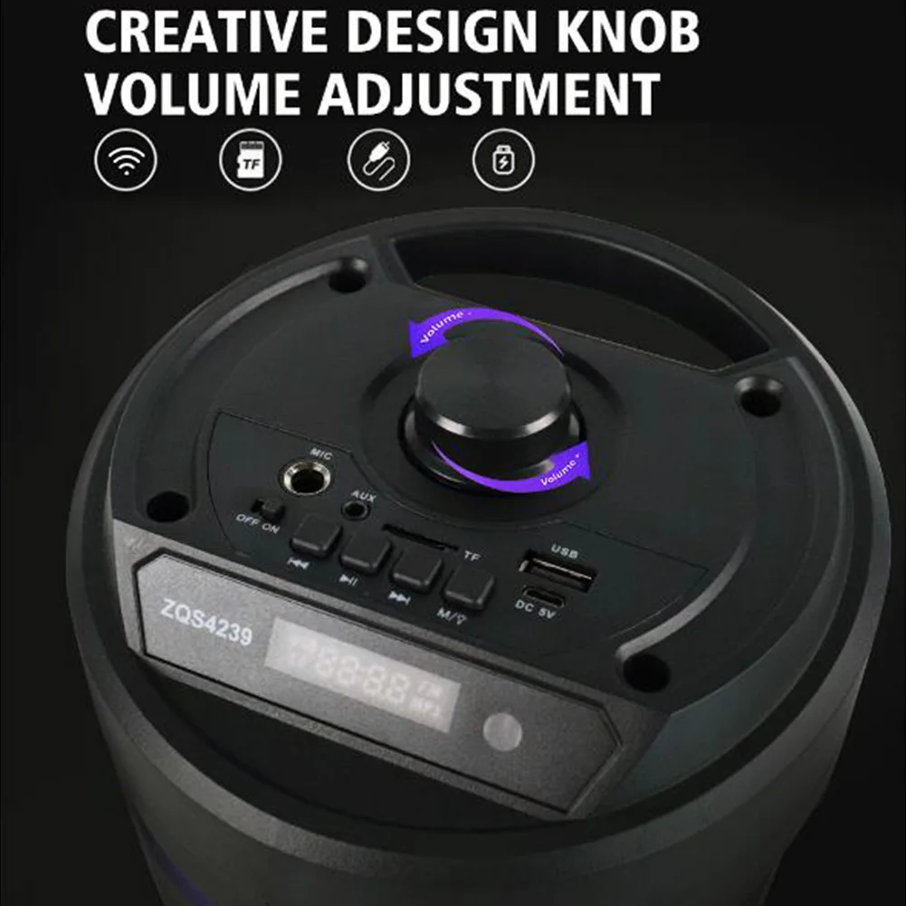 

16W Portable Bluetooth Speaker LED Colorful Light Soundbar Column KTV Soundbox with Double Subwoofer Deep Bass Stereo Speaker