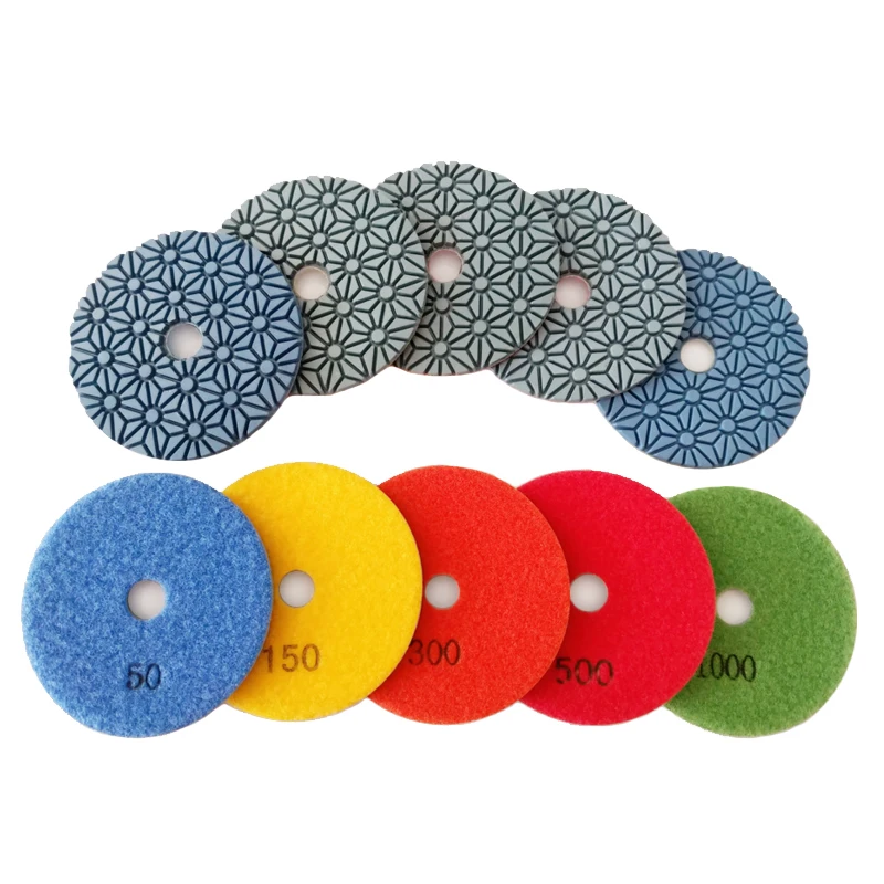 

10PCS/Set 100mm Diamond Polishing Pads 5 Step 4 Inch Wet Polishing Pad For Marble Diamond Abrasive Tools