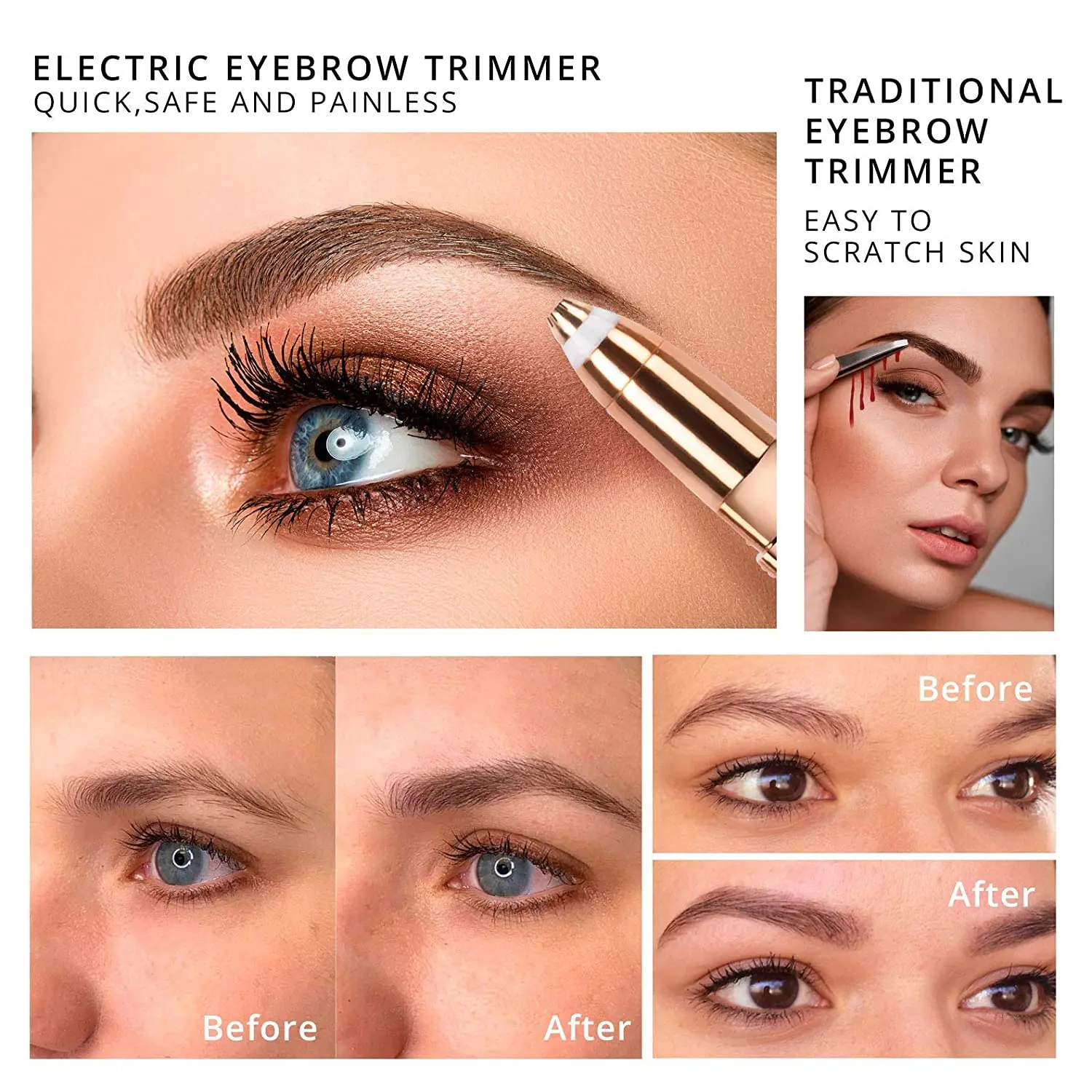 Electric Face Hair Removal Eyebrow Trimmer Epilator Painless Facial Bikin Hair Remover Shaver Razor Depilator Tool for Women