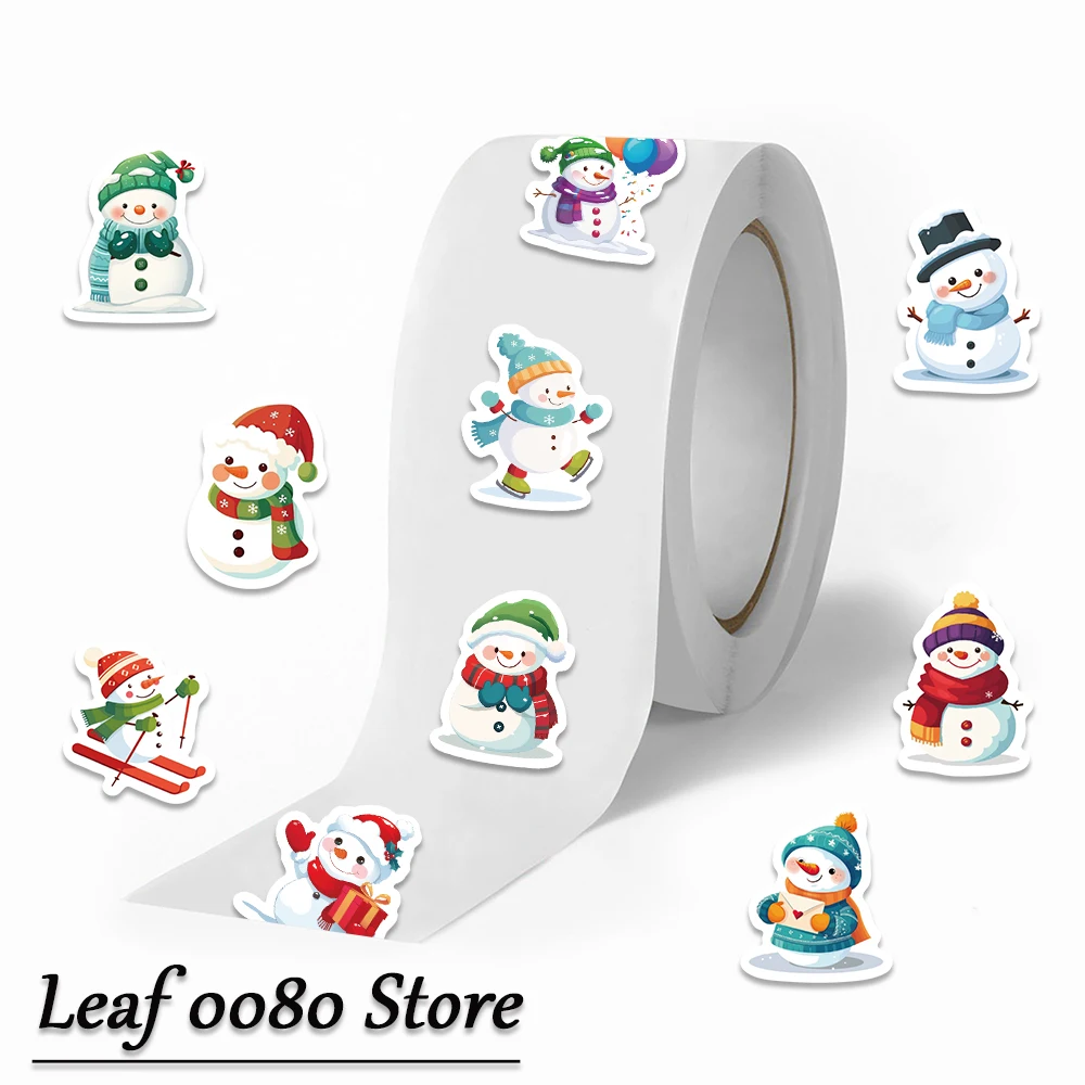 

500PCS Cute Snowman Roll Stickers Cartoon INS Style Graffiti Decals For Notebooks Luggage Laptop Refrigerator Stickers Toy