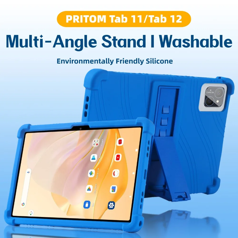 

Kids Case For PRITOM Tab 11 12 10.1 inch 2023 10.1" Tablet Shockproof Cover Silicon Stand Protective Shell Built-in kickstand