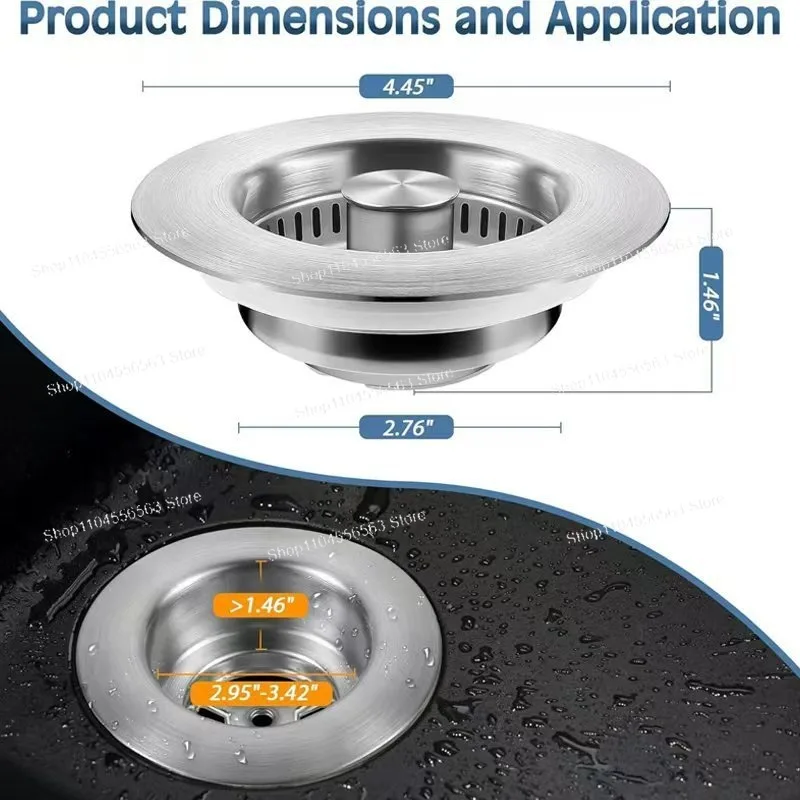 Фильтр для кухонной мойки из нержавеющей стали, пробка для утечки раковины для овощей, универсальная прыгающая сердечник для раковины для овощей посудомоечной машины