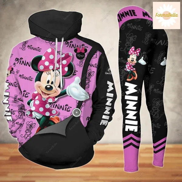 Vêtements de yoga Disney pour femmes, vêtements de fitness, article unique, mode essentielle, animation 3D, dessin animé, Minnie