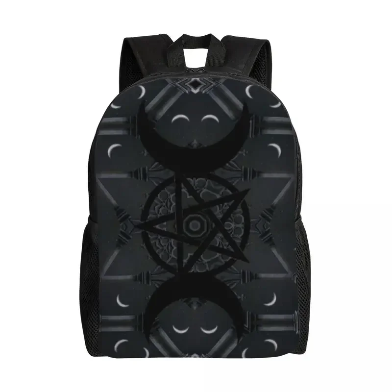 Custom Goth Triple Moon Goddess Laptop Backpack  Fashion Bookbag for School College Student Pentagram Magic Witch Witchcraft Bag