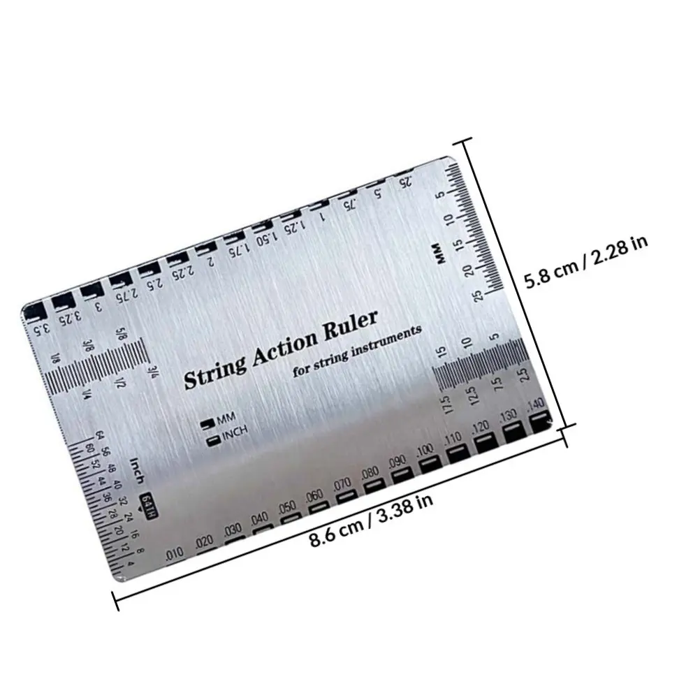 Heavy Duty Steel Guitar String Action Ruler Accurate Metric Measurement Tool for Guitar Setup String Height Fretboard Adjustment