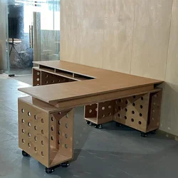 Madeira maciça Buraco Board Mesa, bancada em forma de L, simples Oceano Board, Desk Desk, Splicing Table