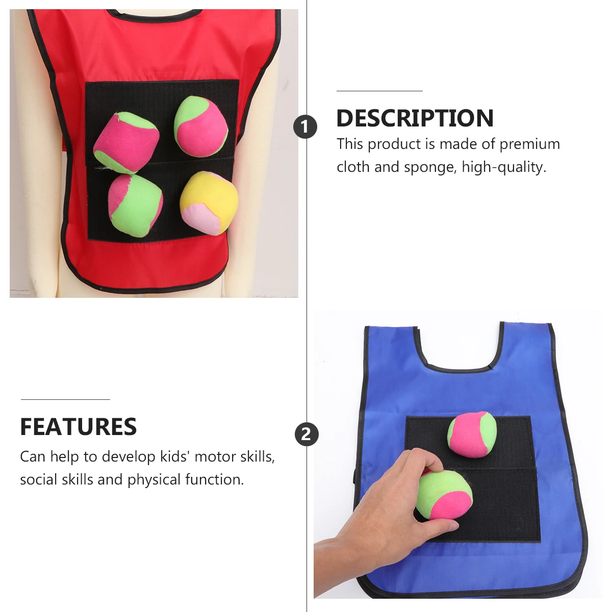

12pcs Ball Vest Kids Outdoor Toys Premium Cloth Develop Skills Great Kids Sticky Ball Vest Gift