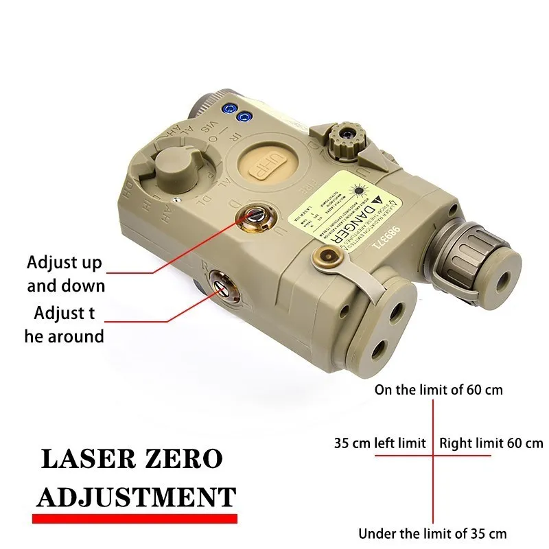 Imagem -04 - Laser Tático Airsoft Red Dot Apontando Caixa de Bateria ir Indicador Laser Scout Light La5c Peq15 Trilho de 20 mm Peq15