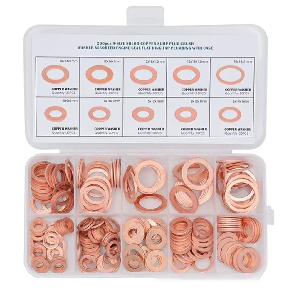 

Flat Washer Set Copper Gasket Set Engine Maintenance Leakage Prevention Classified Storage For Hydraulic Accessories