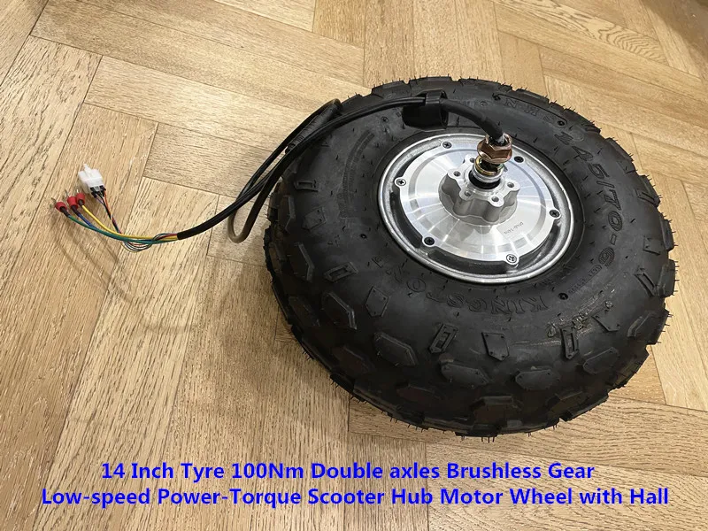 14 Inch Tyre 100Nm Double axles Brushless Gear Low-speed Power-Torque Scooter Hub Motor Wheel with Hall phub-14hs