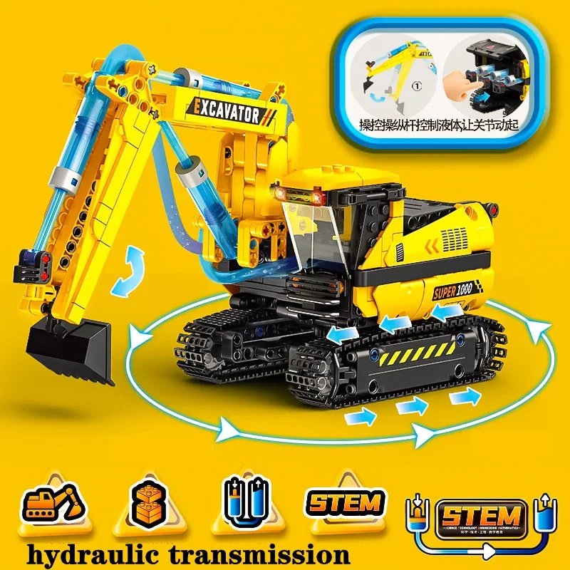 

2024 New children's toys Engineering car building blocks STEAM Educational Hydraulic Drive Puzzle teaches boys ages 6-18