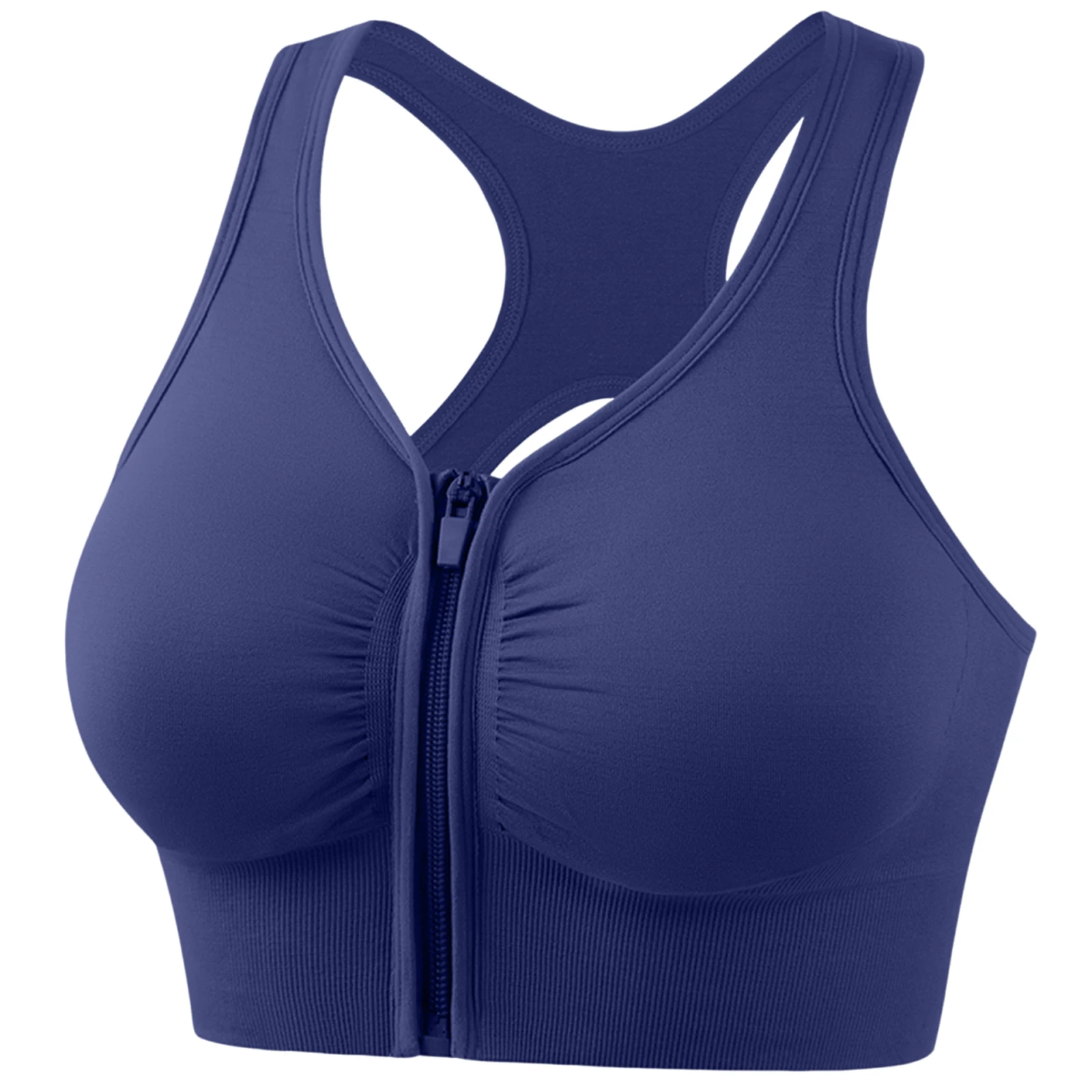 Bra Olahraga Wanita Nyaman dan Bernapas untuk Lari, Yoga, Fitness, dengan Desain Cantik di Bagian Belakang dan Ritsleting Depan, Menyerap Guncangan