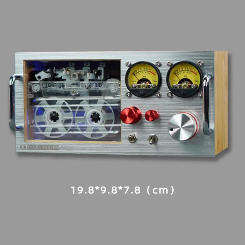 Desktop Audio Reactive Atmosphere Light VU Meter Decor Retro Tape Cassette Bluetooth APP Control USB Powered (Transparent Case)