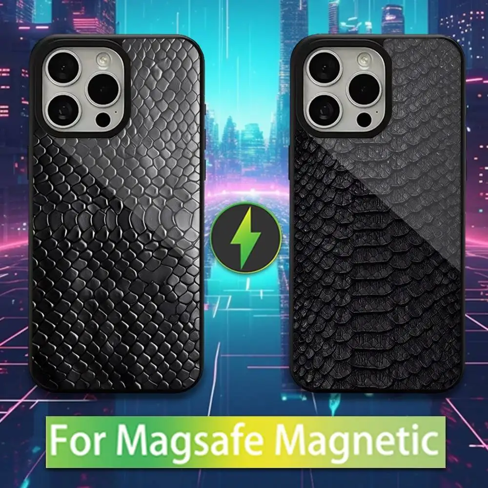 

Cool Art Pattern Snakeskin Phone Case For iPhone 16,15,17,14,13,12,11,Pro,Max,Plus,Mini,Magsafe,Magnetic Wireless Charging Case