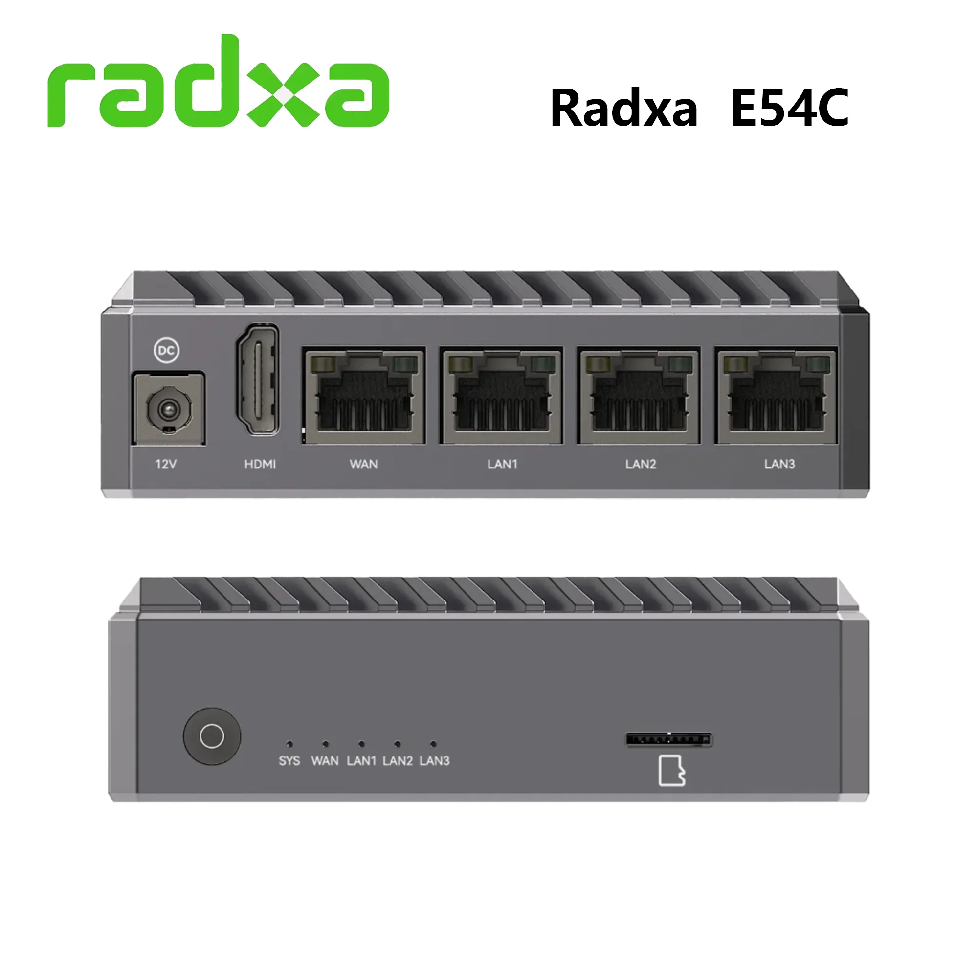 Radxa E54C AI Edge ordinateur réseau Rockchip RK3582 double A76 et Quad A55, 5 haut NPU, 4x GbE, NVMe, USB 3.0, carte de développement
