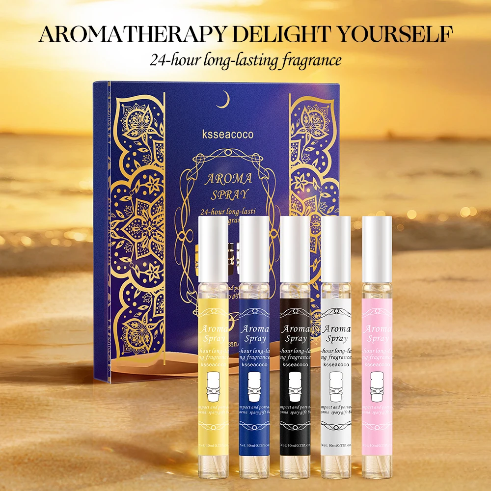مجموعة بخاخ عطر منزلية متعددة الأغراض مكونة من 5 قطع - معطر هواء ومزيل للرائحة 2 في 1، رائحة تدوم طويلاً لغرفة المعيشة، B