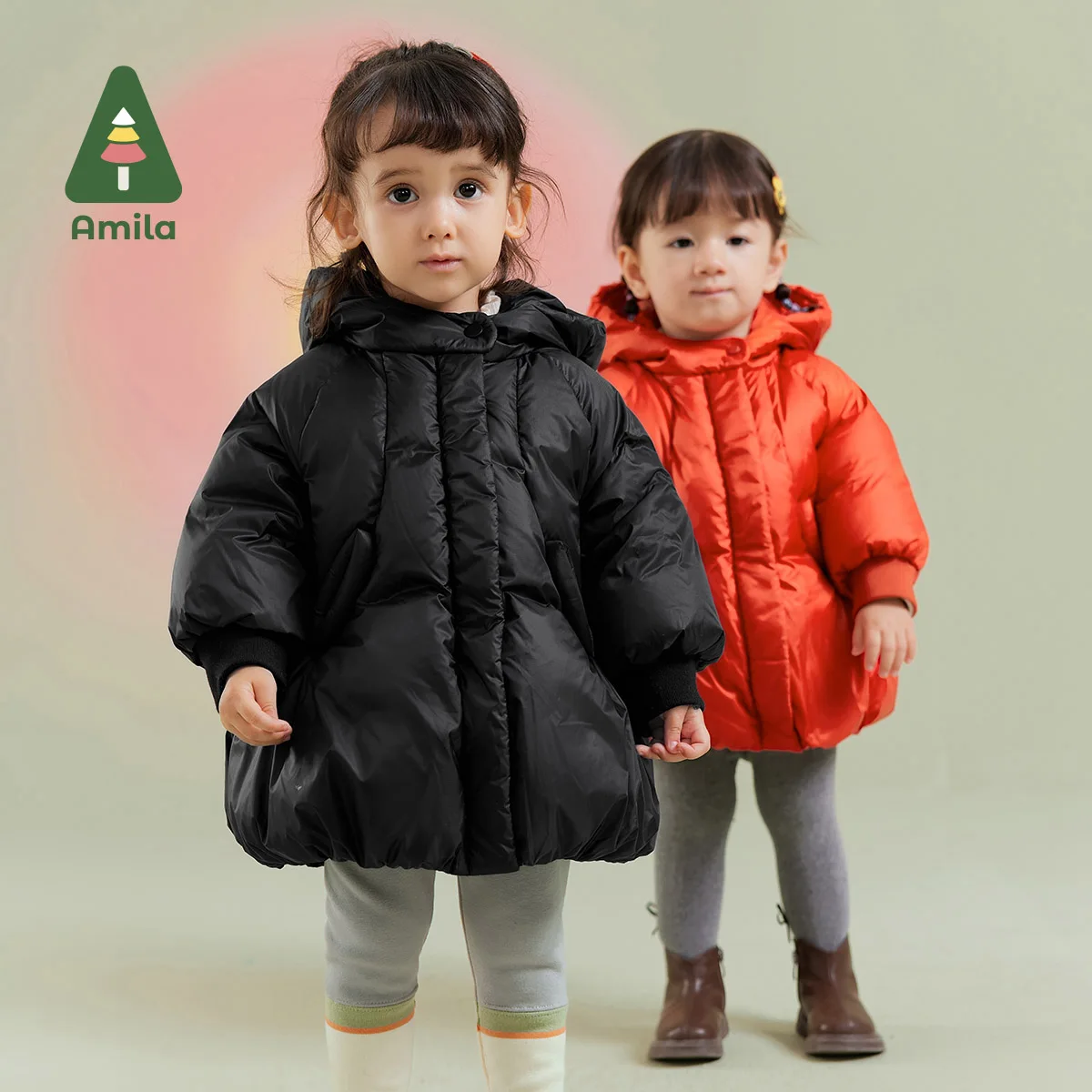 Amila Baby Girl Down Jacket 2024 Winter New Multicolour Hooded Fleecing Cute Warm Toddler Down Winter Coat  Baby Clothing