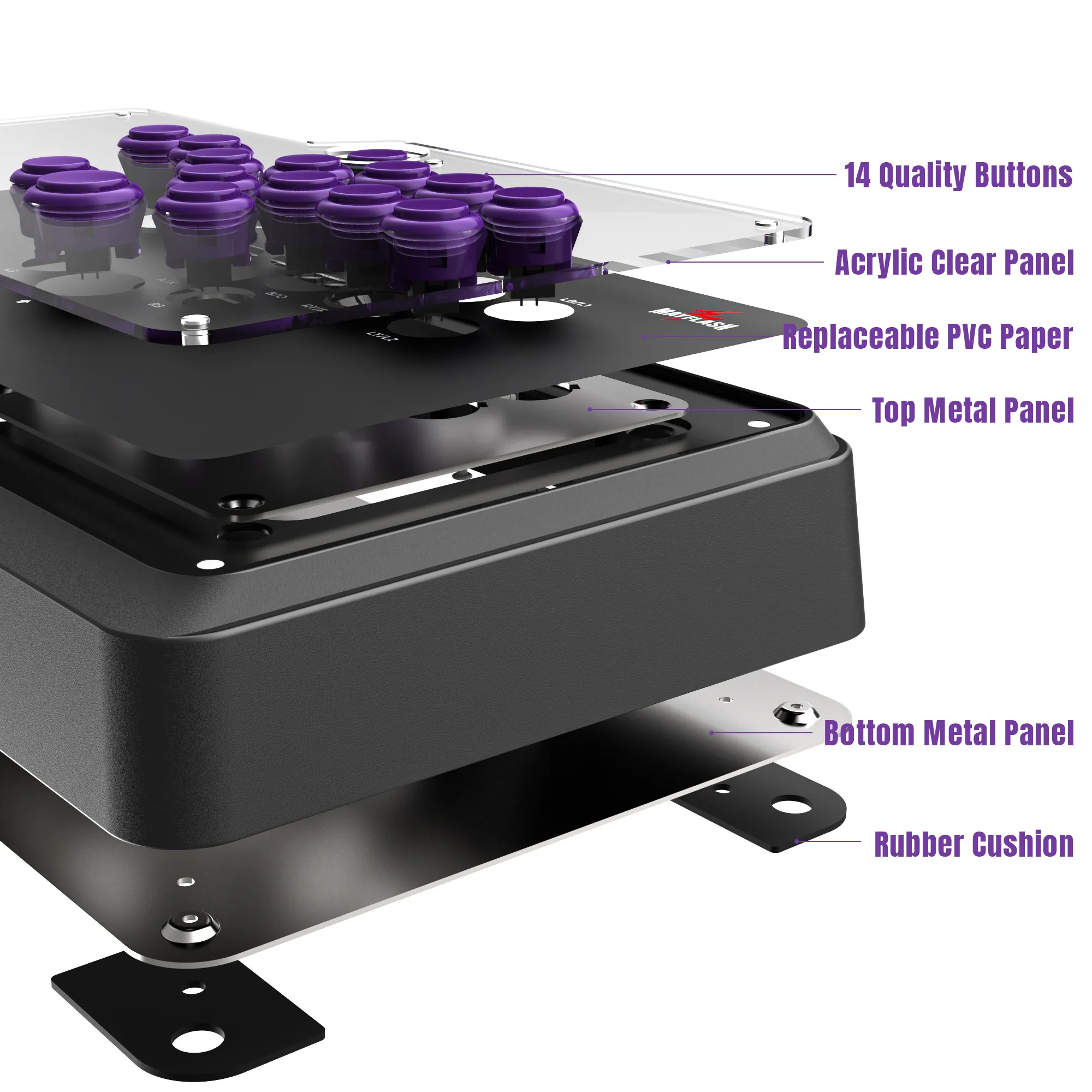 F500 Flat Elite   All-button Arcade Controller Game Controller with Layout for PS4/PC/Xbox Series S/X, Xbox One/Switch/Steam