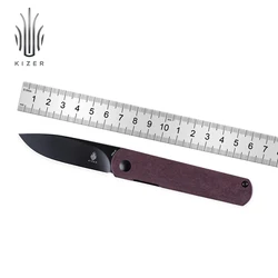 Kizer EDC Pocket Knives Ki3499R3 Feist Folding Knife Red Richlite Handle 2022 New 4V Blade Tactical Knives Hunting