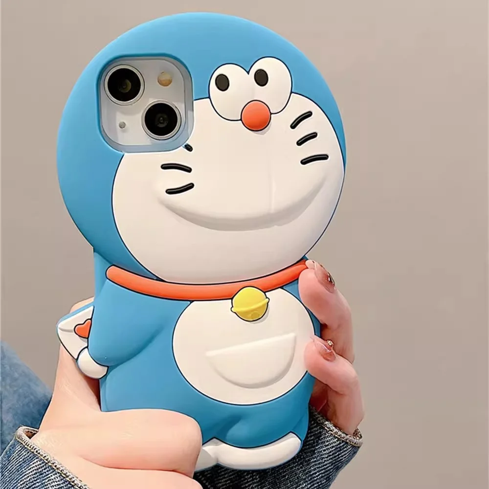 Miniso Cartoon Doraemon 3D Silicone Phone Case for iPhone 15 promax 14 13 12 pro max 11 Soft Rubber Cover 