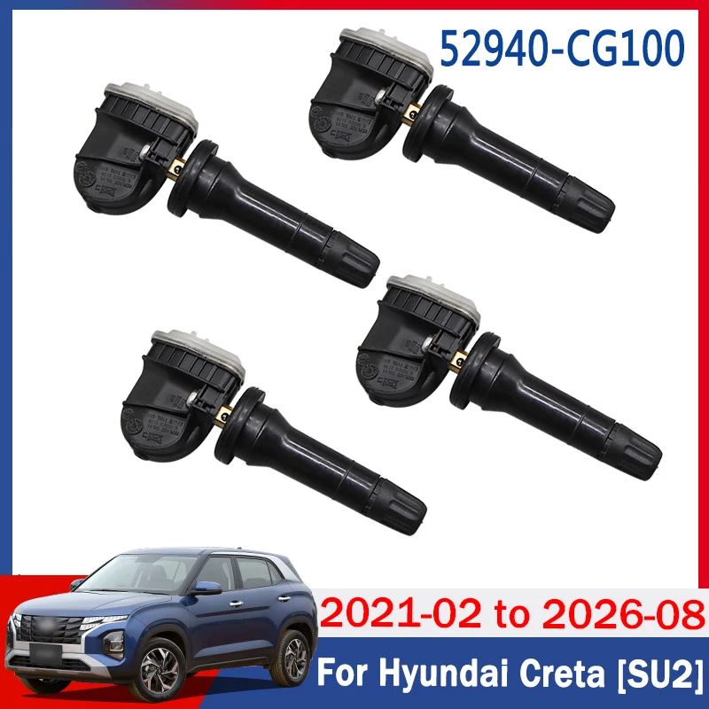 

52940-CG100 For Hyundai Creta [SU2] Tucson [NX4] Kia Sportage [NQ5] 2021-2026 Tire Pressure Sensor 4PCS TPMS 433MHZ 52940-BV100