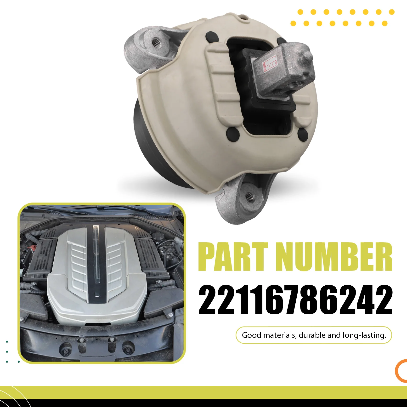 

A85E-22116786242 Крепление двигателя автомобиля Правое крепление коробки передач для BMW 528I 535I 640I 740I 740Li 2010-2018