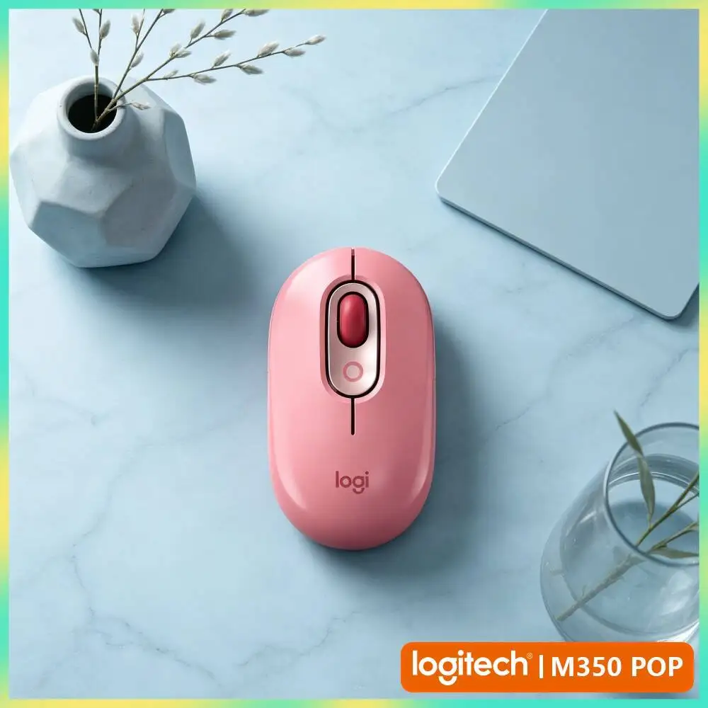 Logitech M350 POP Wireless Mouse 77g Lightweight Auto Sleep Power Save Quiet for Busy Office Lobby and Waiting Area Work Spot