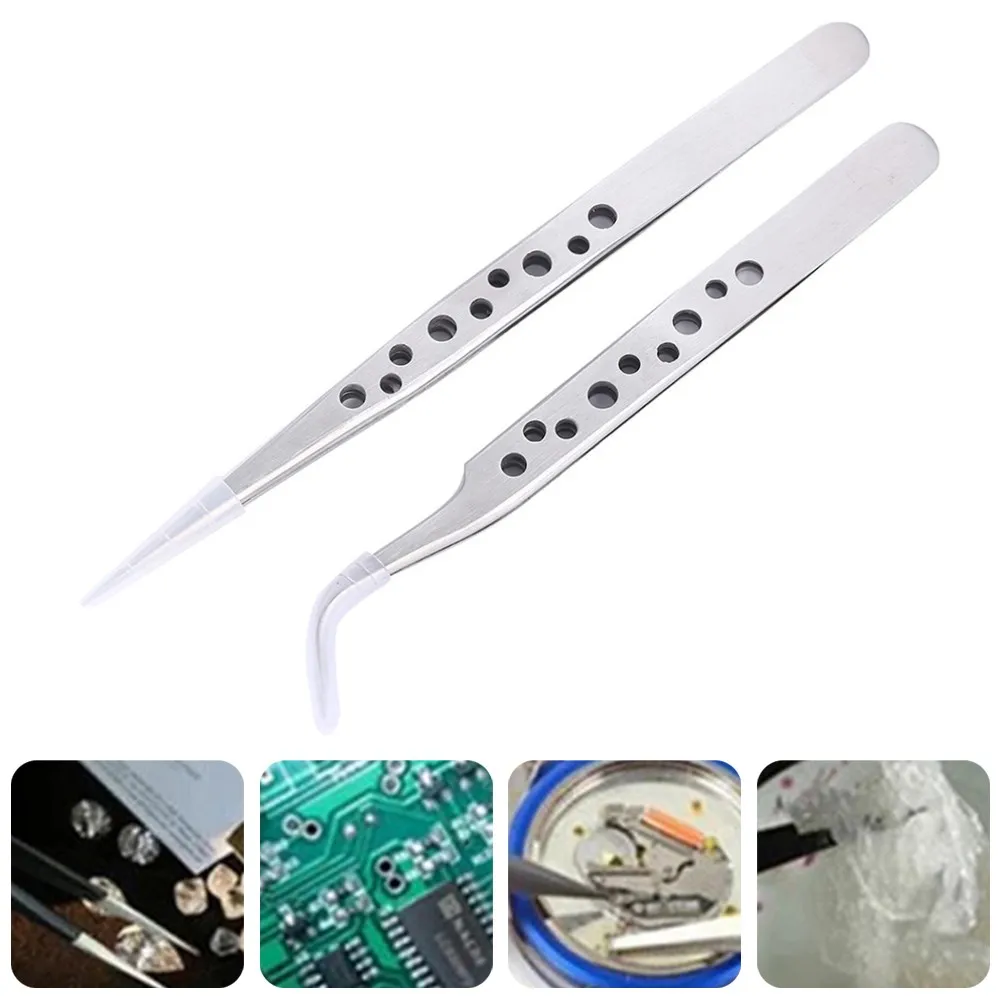 Hand Repair Tools Tweezer ESD Tweezer Anti-static Precision Forceps Stainless Steel Repair Precision Small Parts