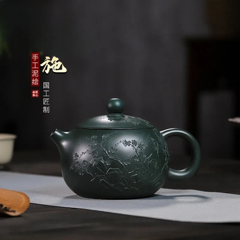 Yixing handmade purple clay teapot, jade green clay, Xishi Kung Fu tea set, Chinese teapot 470ml large capacity